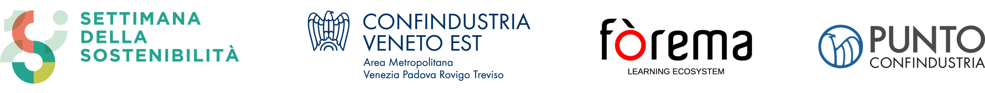 loghi Confindustria Veneto Est, Settimana della sostenibilità, Fòrema e Punto Confindustria